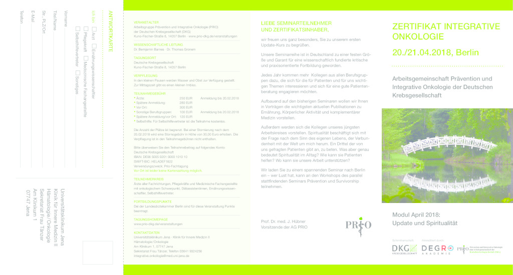 thumbnail of Flyer Seminar Update Integrative Onkologie 2018